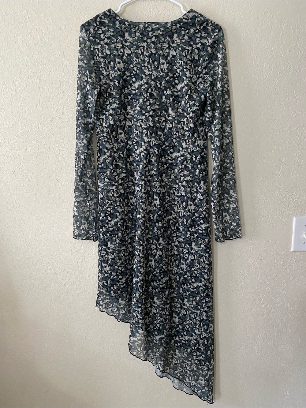 Oak & Trellis Sheer Chic Asymmetrical V-Neck Dress - Picture 9 of 14